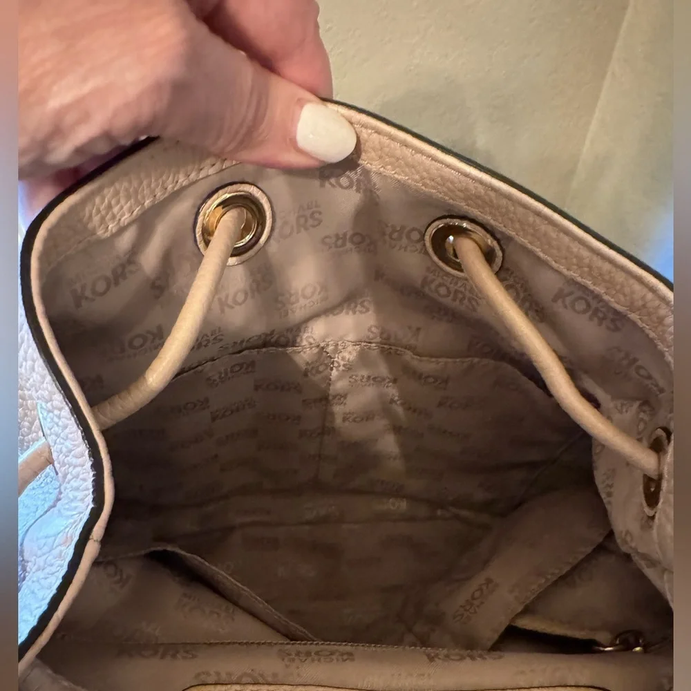 Michael Kors Beige/Tan Pebbled Leather Backpack